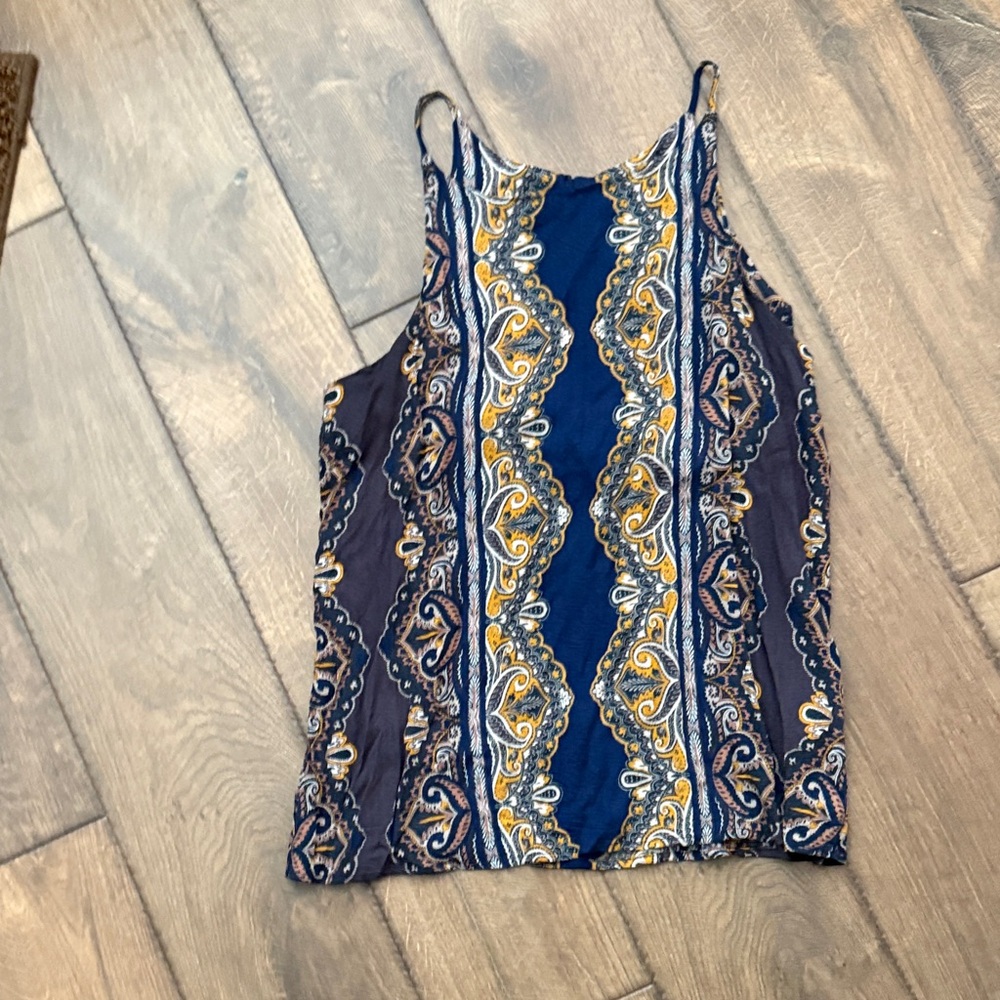 Stylish Blue and Yellow Patterned Women's Top